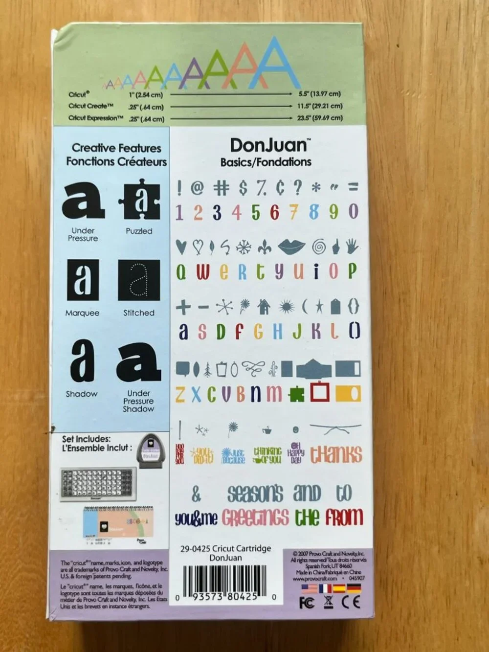 Don Juan Cricut Cartridge Font Phrases Shapes Puzzle Complete Overlay booklet